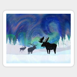 Northern Lights Moose and Elk Sticker